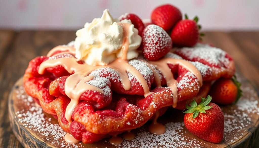 Red velvet funnel cake