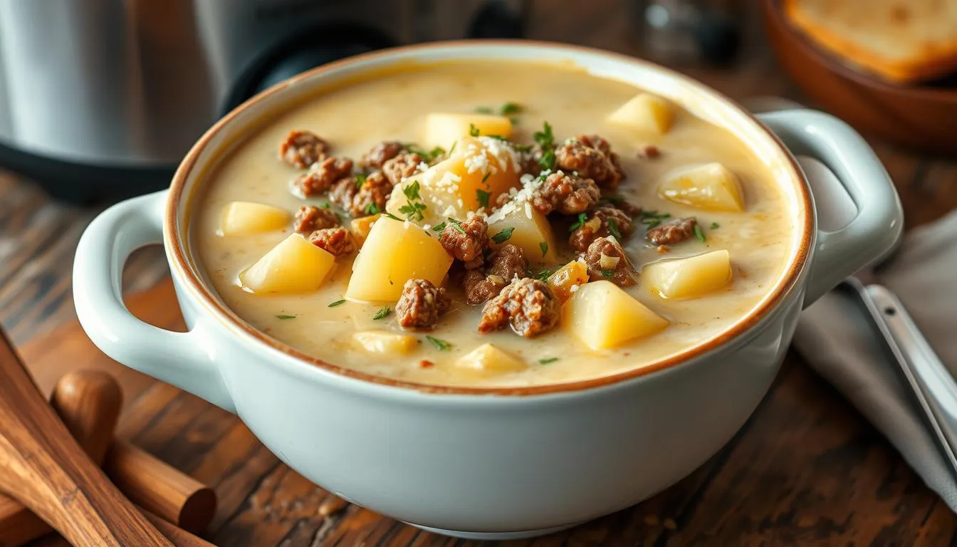crockpot creamy potato and hamburger soup
