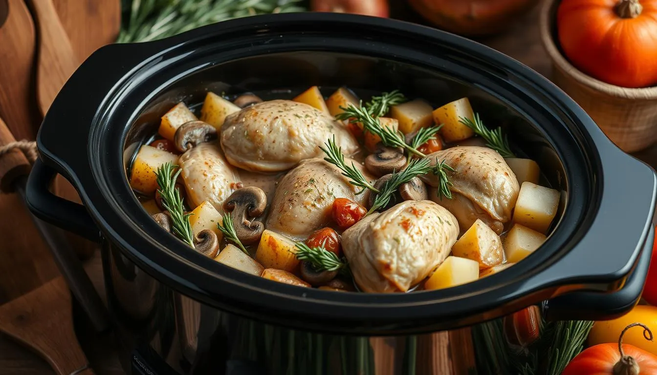 chicken mushroom potatoes rosemary crock pot recipe