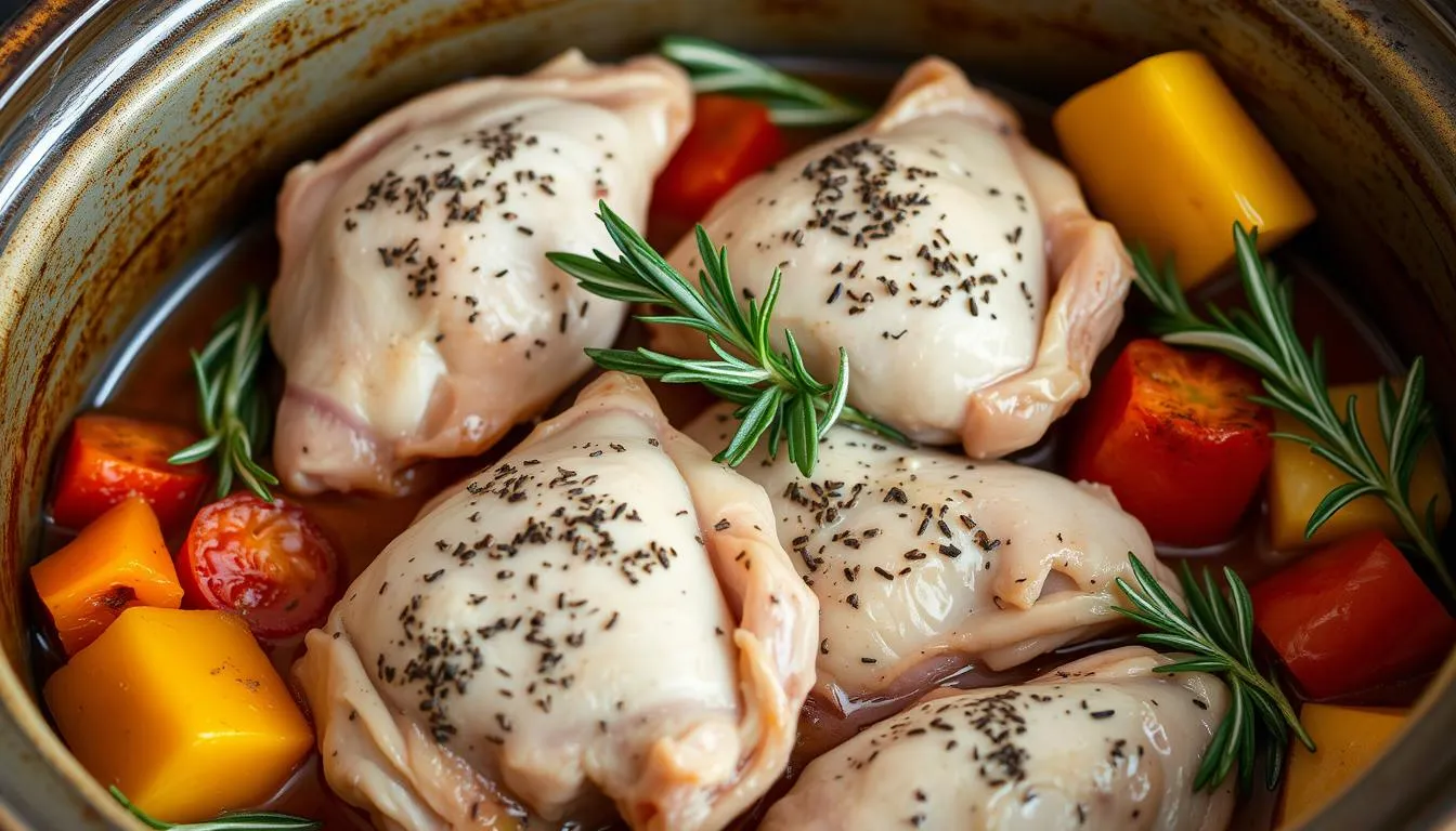 chicken thighs rosemary crock pot recipe