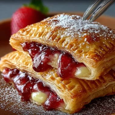 Golden-brown Rhubarb Puff-Tart Pockets dusted with powdered sugar on a cooling rack