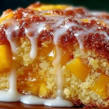 Delicious summer peach cake with fresh peaches and whipped cream