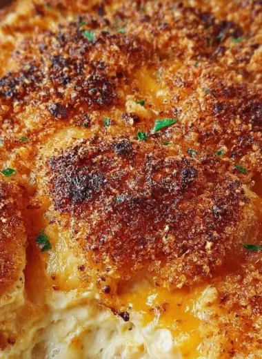 Delicious Hash Brown Chicken Casserole baked with chicken, hash browns, and cheesy goodness.