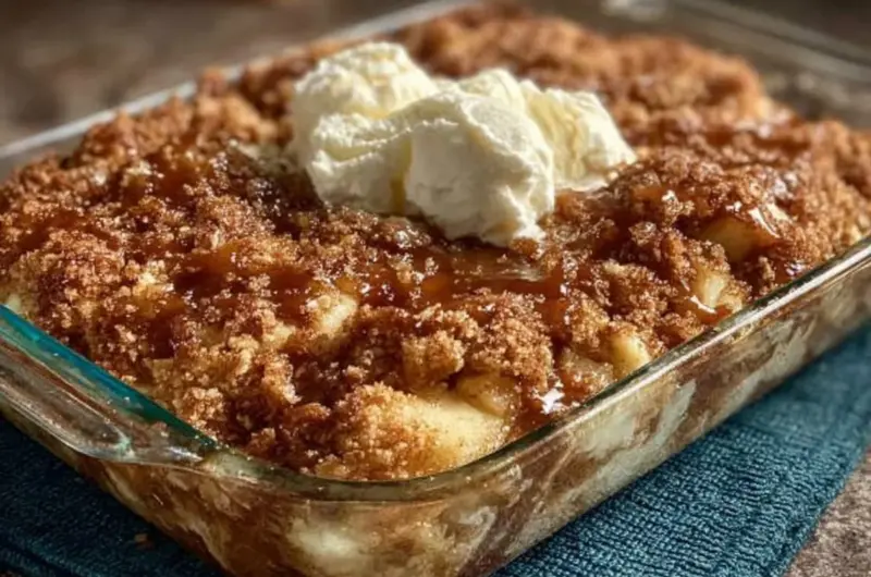 Delicious old fashioned apple crisp topped with a crumbly oat topping