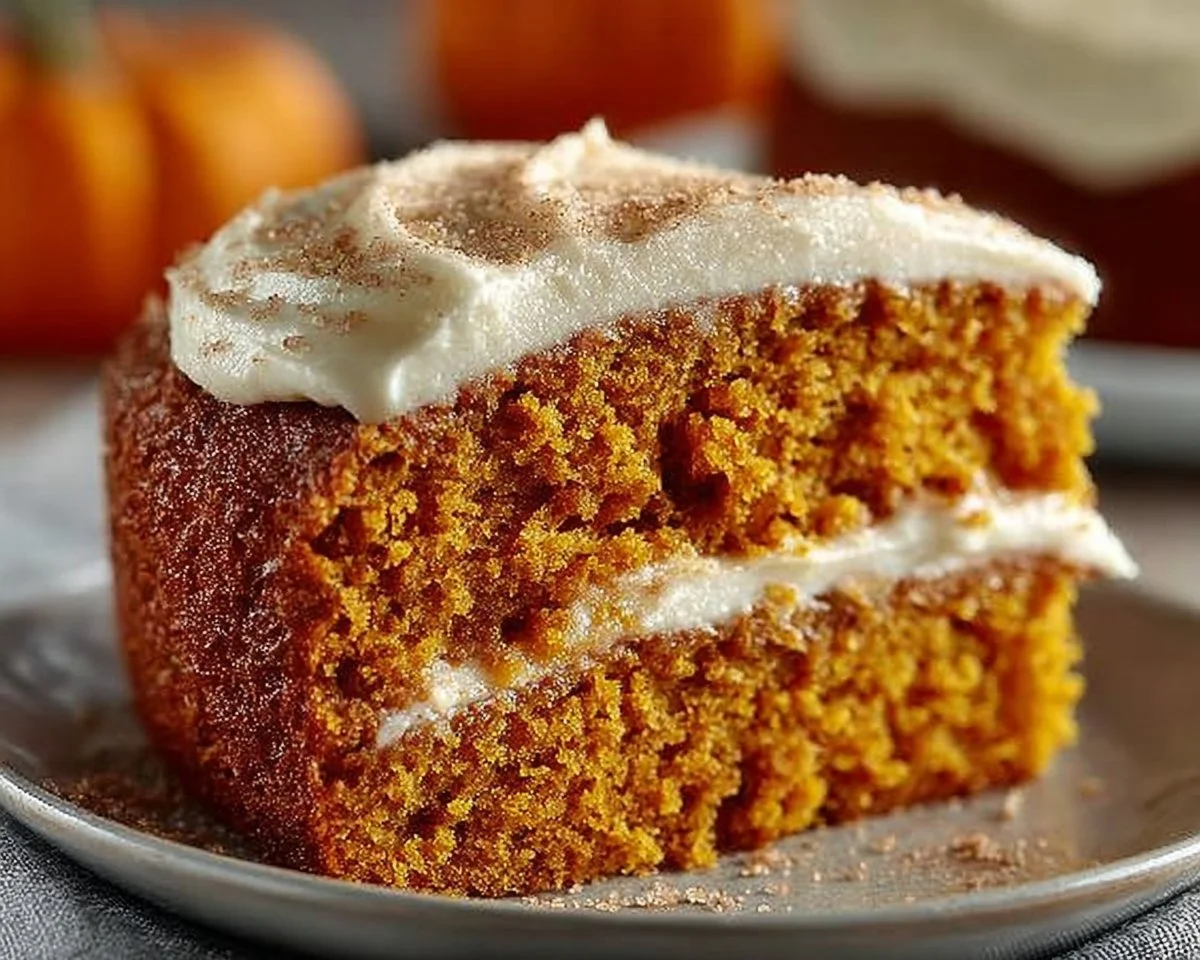 Pumpkin Cake with Cinnamon Cream Cheese Frosting