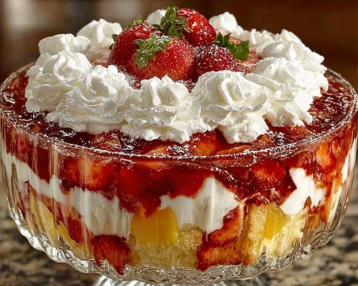Southern Strawberry Pineapple Punch Bowl Cake
