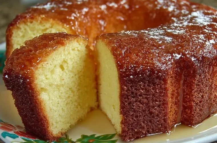 Deliciously moist 7 Up Pound Cake slice on a plate