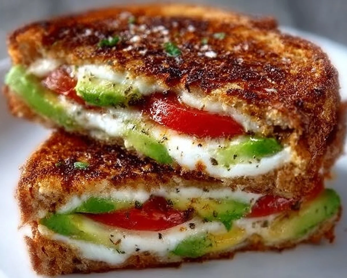 Avocado, Mozzarella, and Tomato Grilled Cheese