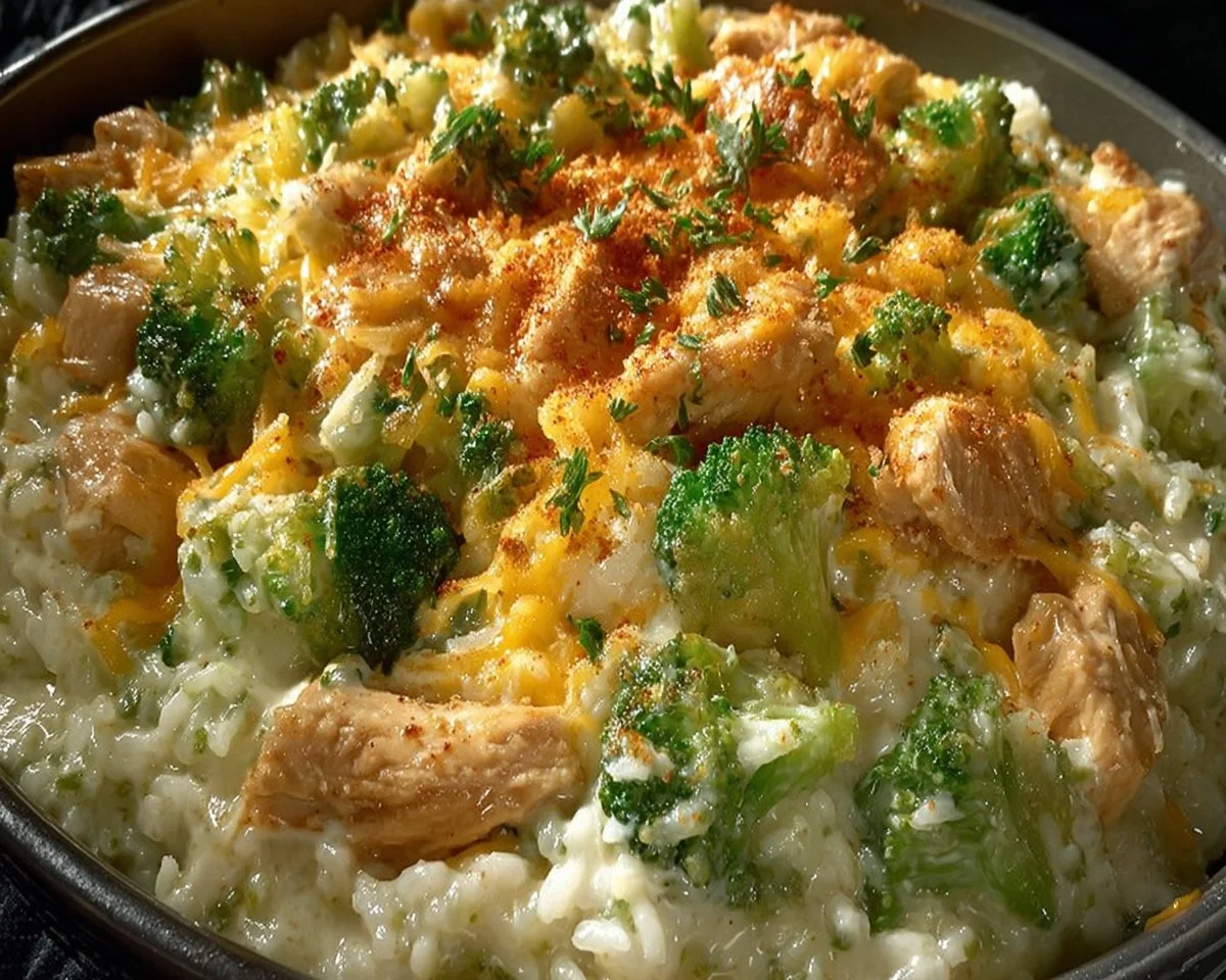 Broccoli, Rice, Cheese, and Chicken Casserole