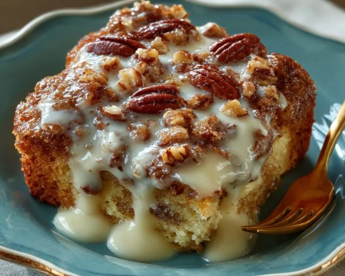 Butter Pecan Praline Poke Cake