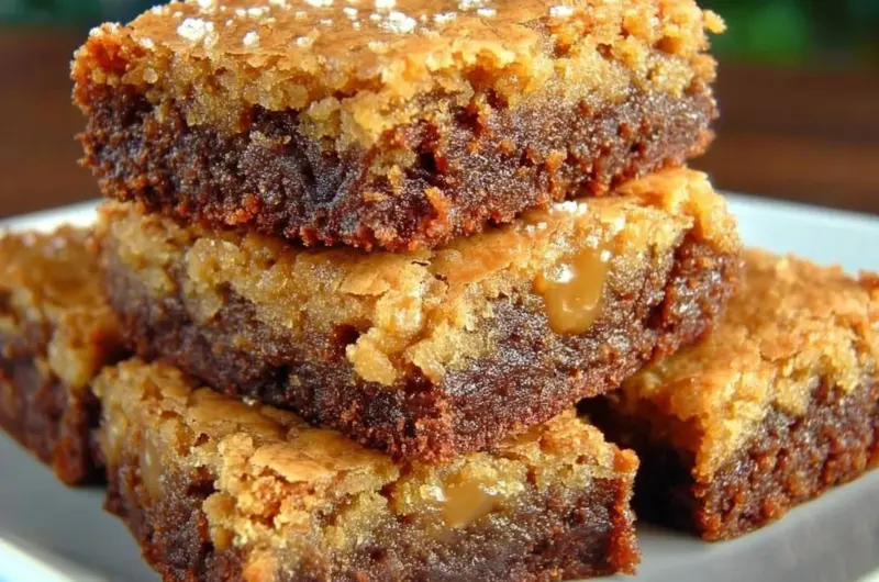 Delicious homemade butterscotch brownies on a plate