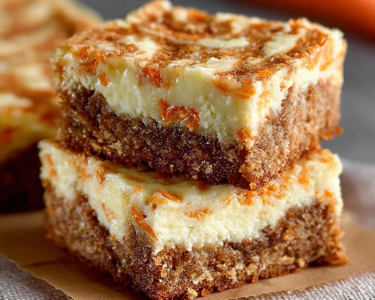 Carrot Cake Bars with Cheesecake Swirl
