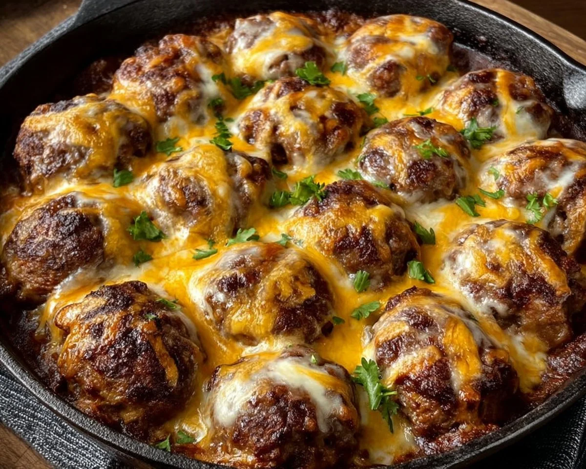 Cheesy Enchilada Meatball Bake
