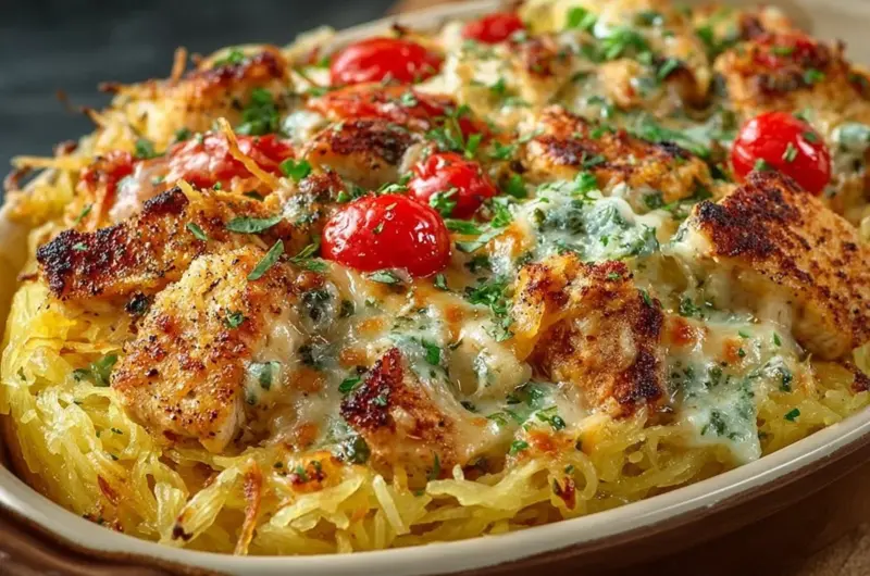 Delicious Chicken Spaghetti Squash dish prepared with fresh ingredients