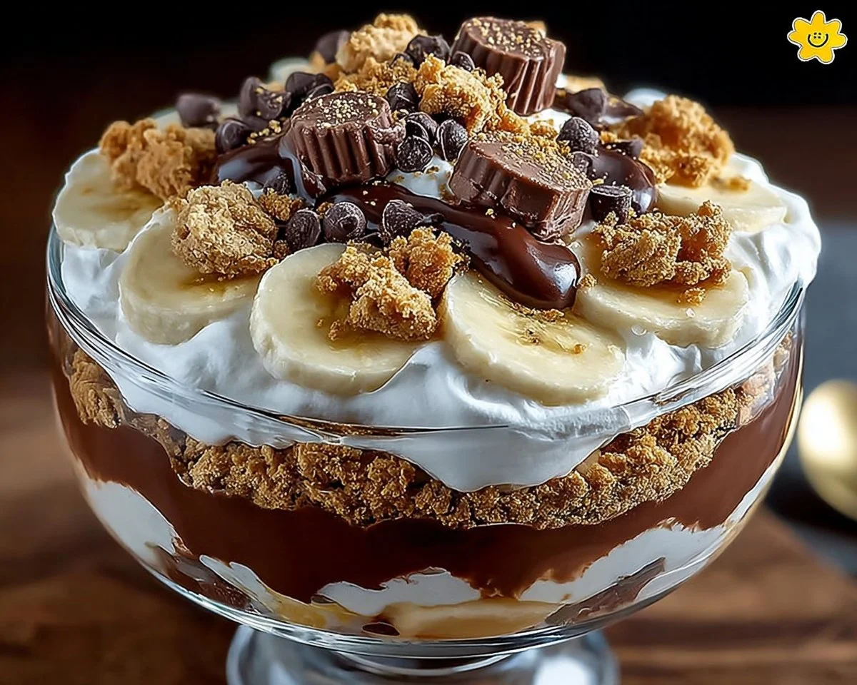 Chocolate Peanut Butter Banana Cream Trifle
