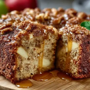 Delicious cinnamon apple cake topped with cinnamon and apple slices