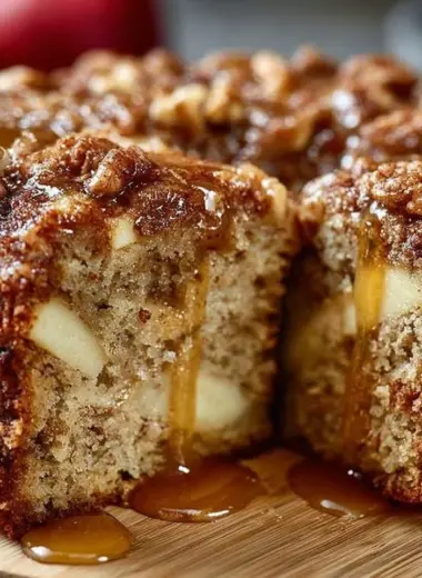 Delicious cinnamon apple cake topped with cinnamon and apple slices