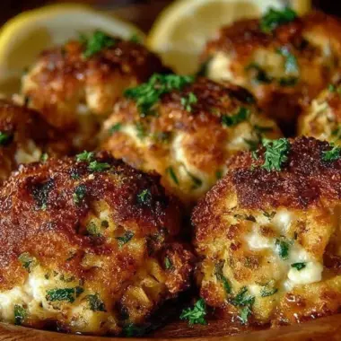 Delicious classic crab cakes served with a zesty sauce.