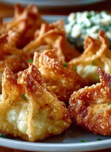 Cream cheese wontons filled with chicken and pepper jack