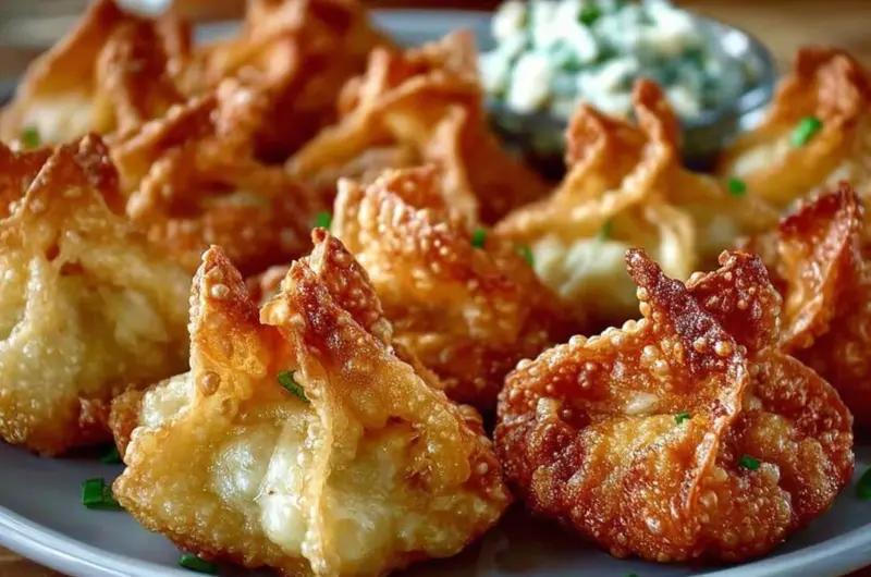 Cream cheese wontons filled with chicken and pepper jack