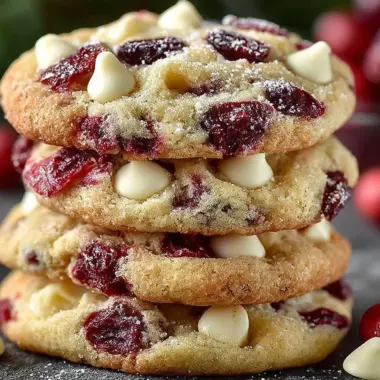 Freshly baked cranberry and white chocolate cookies on a cooling rack