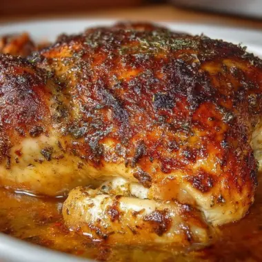 Garlic Roasted Chicken served with herbs and vegetables
