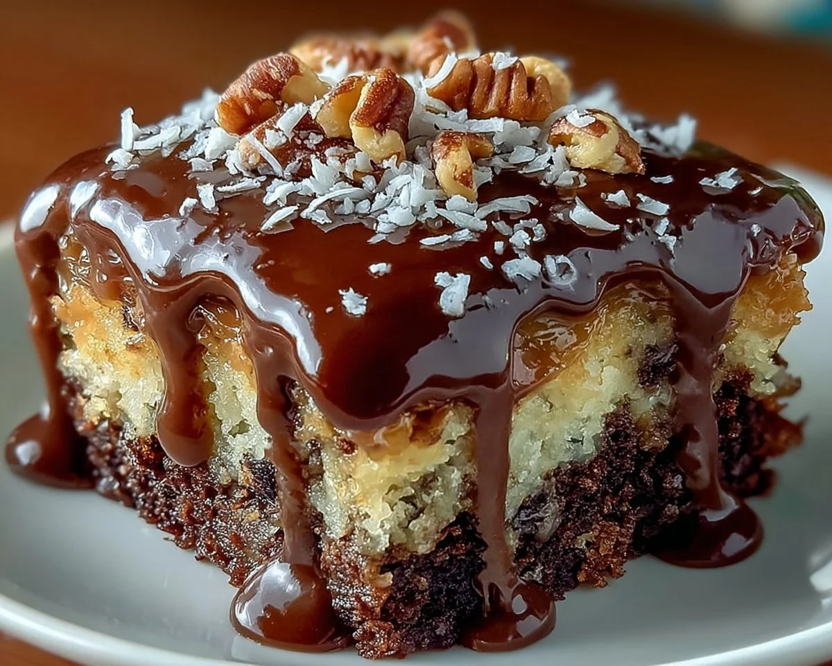 German Chocolate Poke Cake