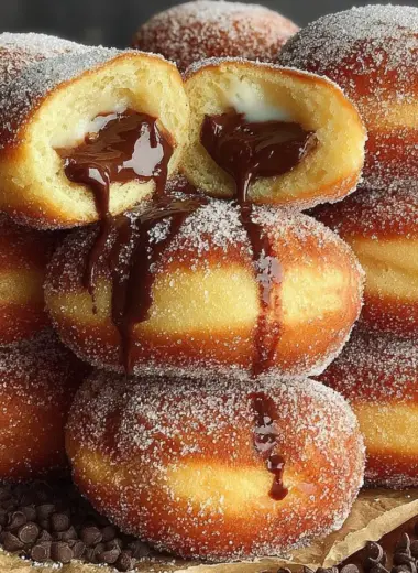 Italian Bomboloni - delicious filled doughnuts ready to be enjoyed.