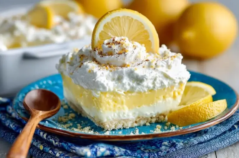 Delicious Keto Lemon Lush dessert served in a glass