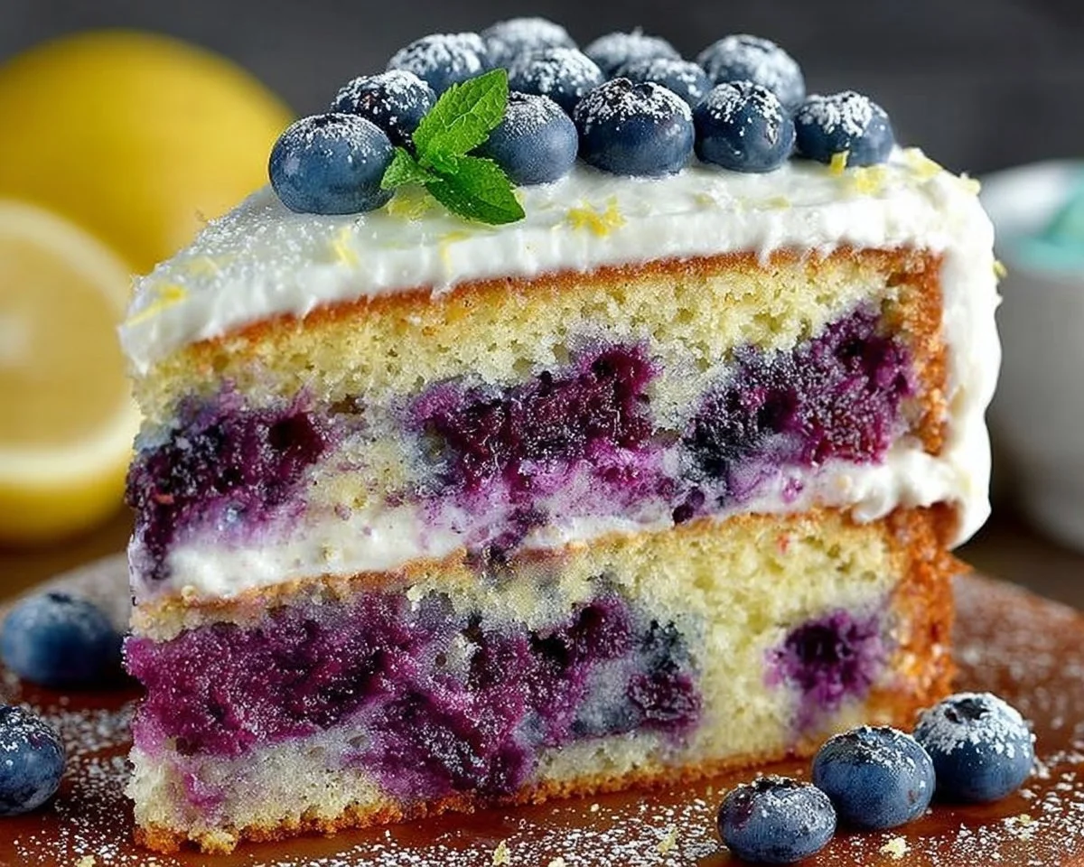 Lemon Blueberry Cake with Cream Cheese Frosting