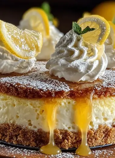 Limoncello Mascarpone Cake decorated with lemon zest and fresh berries