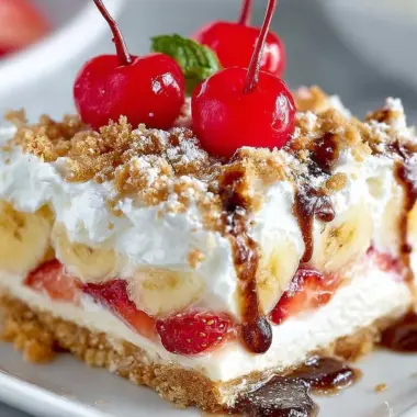 Delicious no-bake cream cheese dessert topped with berries