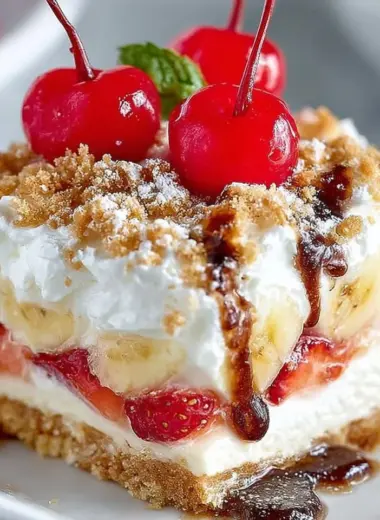 Delicious no-bake cream cheese dessert topped with berries