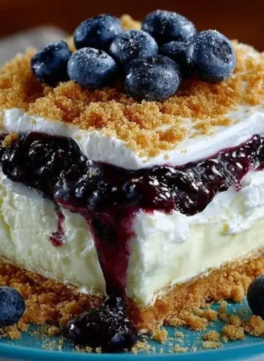 No bake lemon blueberry dessert with fresh blueberries and lemon zest.