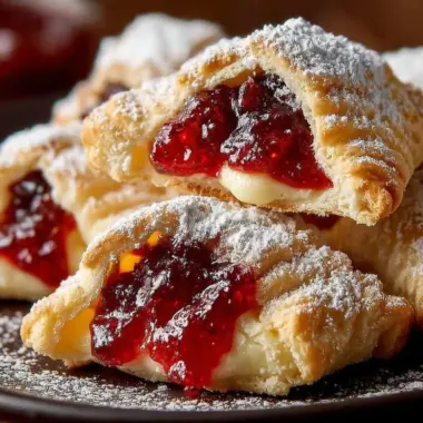 Delicious Polish Kolaczki cookies filled with fruit preserves on a plate.