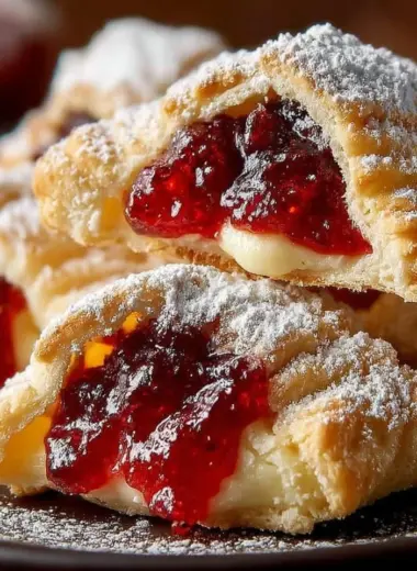 Delicious Polish Kolaczki cookies filled with fruit preserves on a plate.