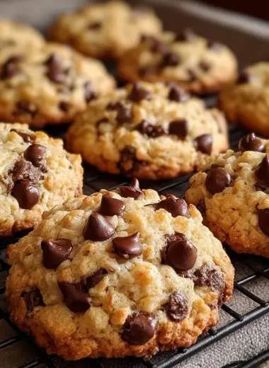 Delicious Rice Krispie chocolate chip cookies on a plate.