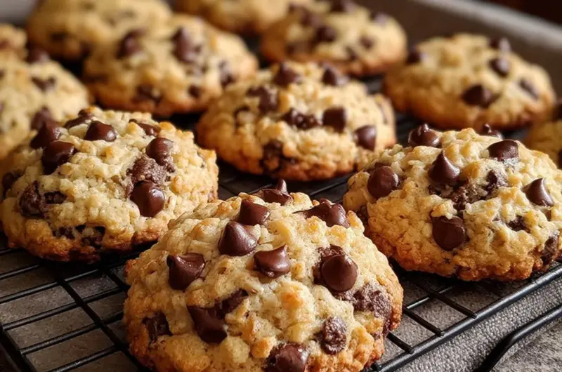 Delicious Rice Krispie chocolate chip cookies on a plate.