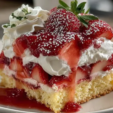 Delicious Strawberry Shortcake with fresh strawberries and whipped cream
