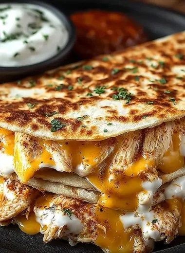Delicious homemade Chicken Quesadilla inspired by Taco Bell's recipe