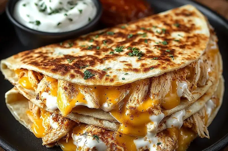 Delicious homemade Chicken Quesadilla inspired by Taco Bell's recipe
